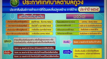 เชิญชวนชำระภาษีและค่าธรรมเนียมประจำปี 2565